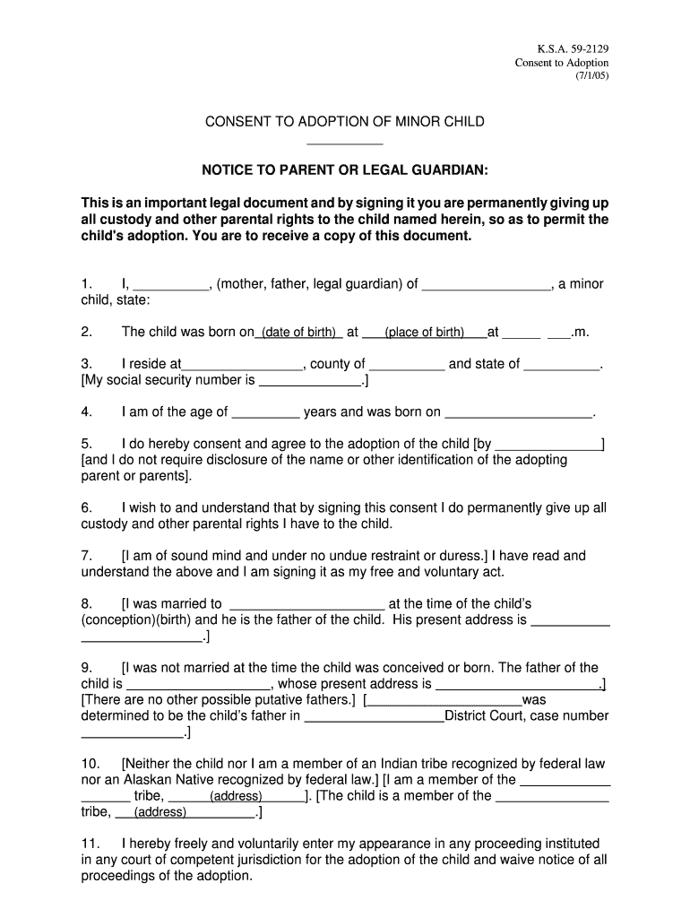  Consent to Adopt Kansas 2005-2024