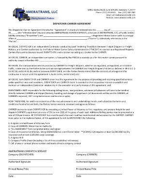 Dispatcher Agreement  Form
