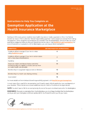 Exemption Application at the Health Insurance Marketplace  Form