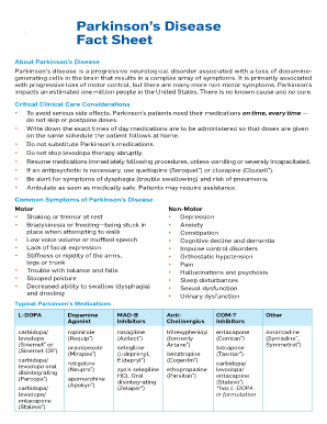 Parkinson&#039;s Disease Fact Sheet  Form