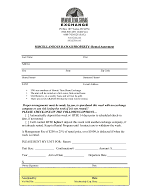 Rental Agreement Hawaii PDF  Form