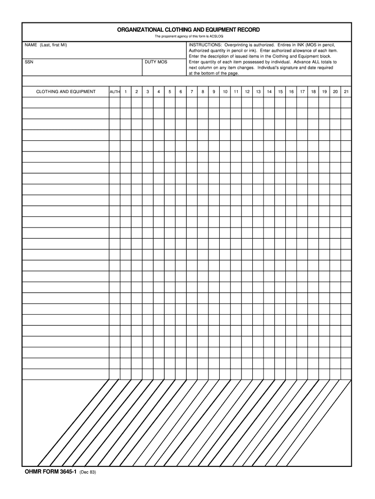  Da Form 3645 1 1983-2024