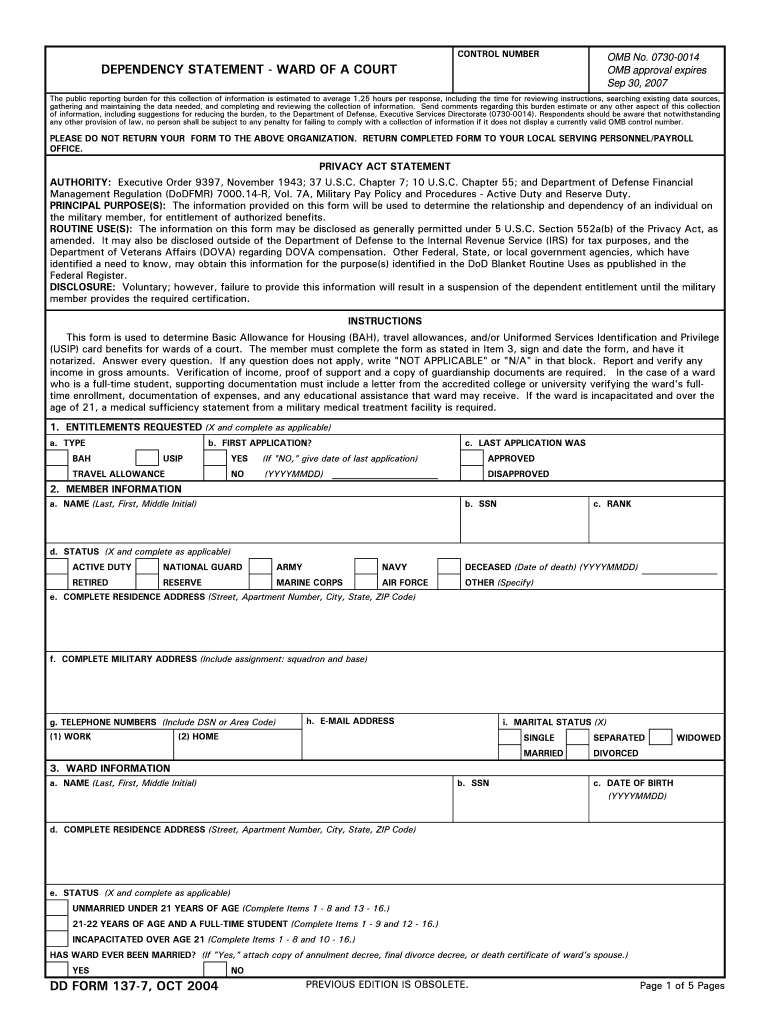 Dd Form 137 7