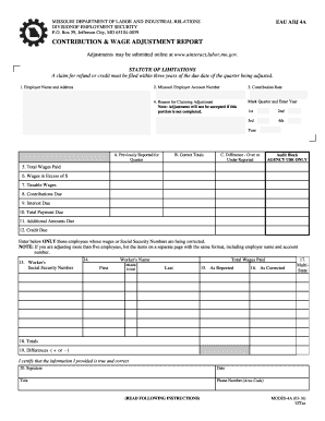 Mo Quarterly Contribution and Wage Report  Form