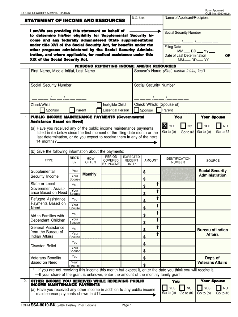 Ssa 8010 Bk  Form