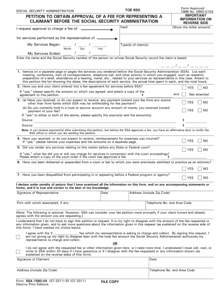  Ssa 1560 U5 Form 2011