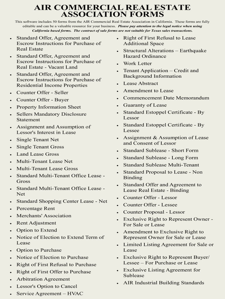 Air Commercial Real Estate Association Lease Force Majeure  Form