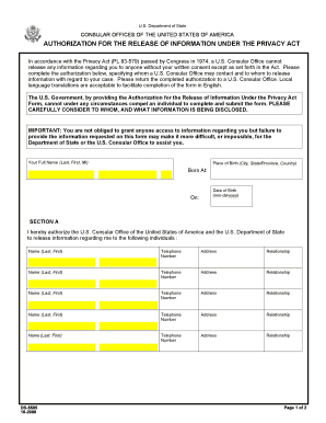 AUTHORIZATION for the RELEASE of INFORMATION under State