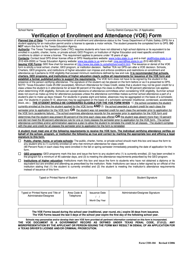 Get and Sign Tx Voe Form 2006