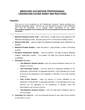 Medicare Advantage Professional Crossover Cover Sheet  Form