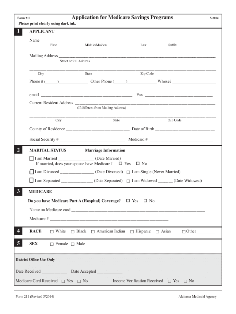 Form 211 for Medicare Savings Program