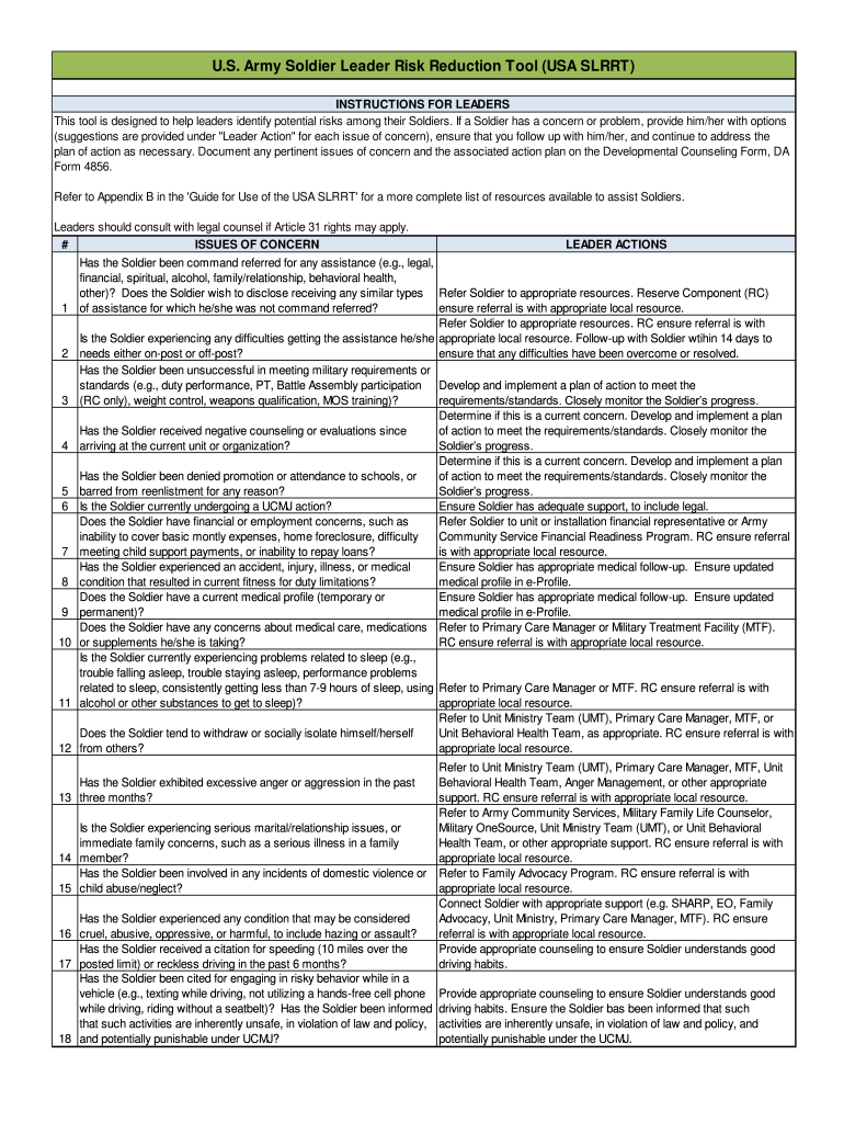 Army Slrrt Excel  Form