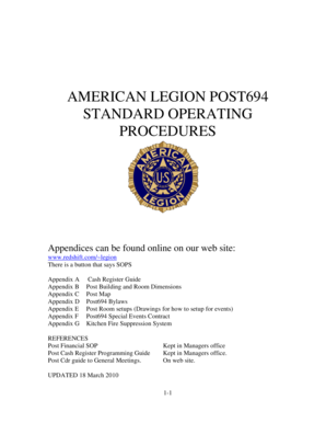 Standard Operating Procedures American Legion Post 694  Form