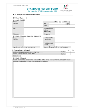 Children First Standard Report Form Hse