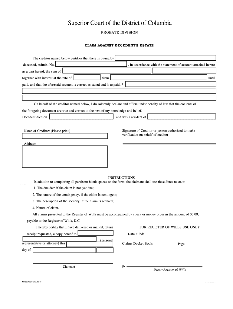 Estate Claim Form