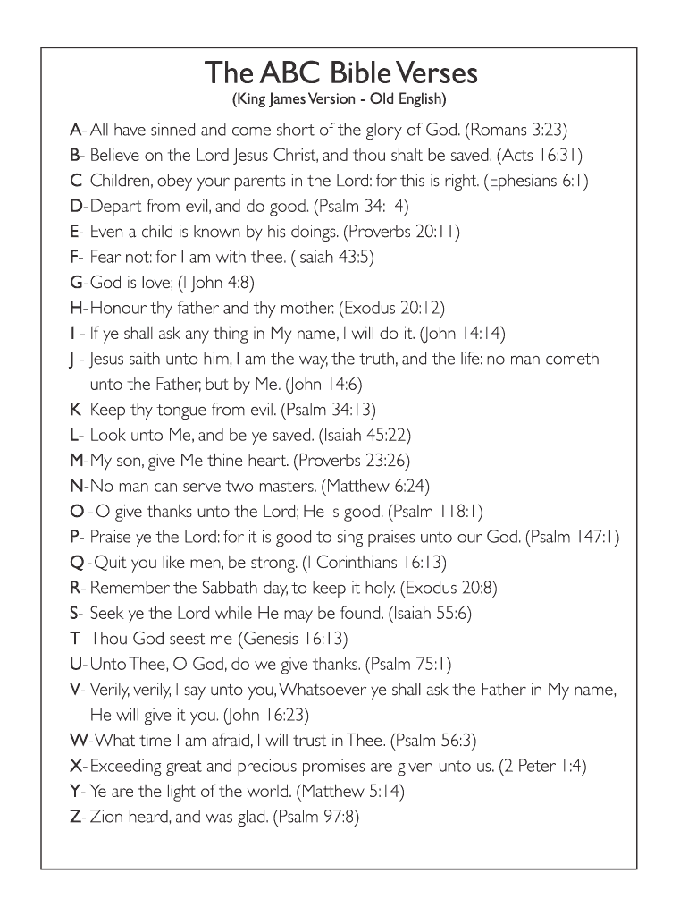 A to Z Bible Verses PDF  Form