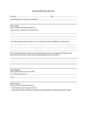 Elders Quorum Presidency Meeting Agenda  Form