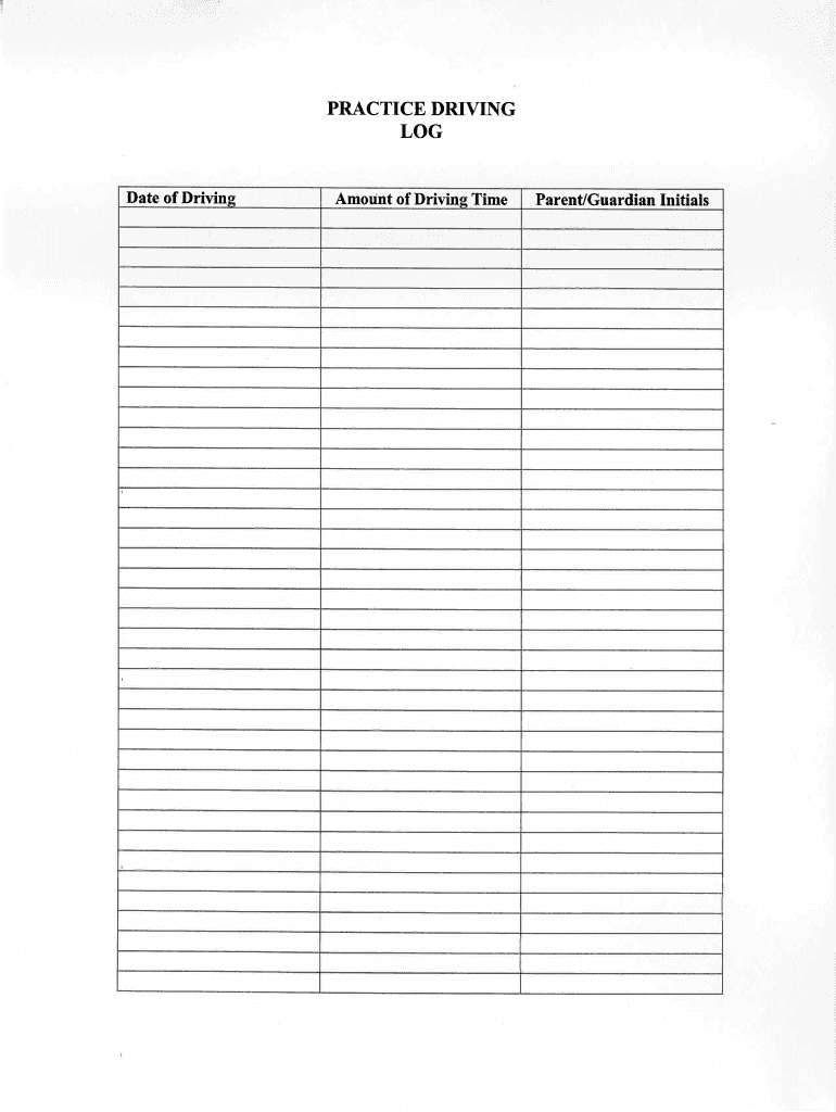 Practice Driving Log Kentucky  Form