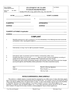 How to Submit an Alabama Form C 59 for Eviction