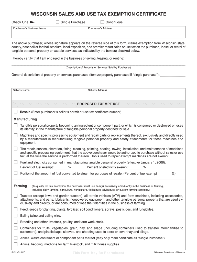 Wisconsin Sales and Use Tax Exemption 20182024 Form Fill Out and