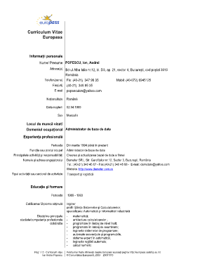 Cv Exemplu PDF  Form