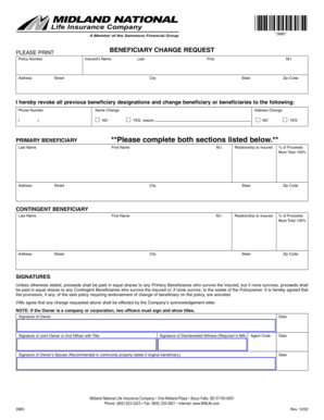  Midland National Beneficiary Change Form 2002