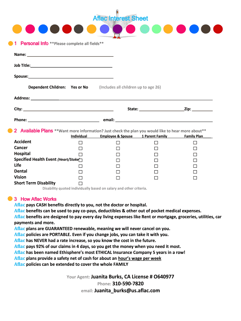 Aflac Interest Sheet  Form