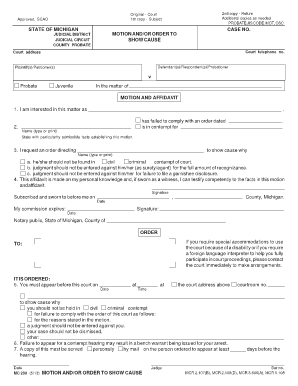 How to Fill Out a Motion and Order to Show Cause Michigan  Form