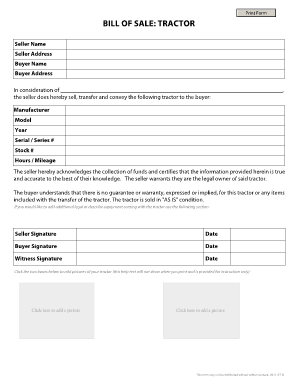 BILL of SALE TRACTOR Apollo&amp;#39;s Templates  Form