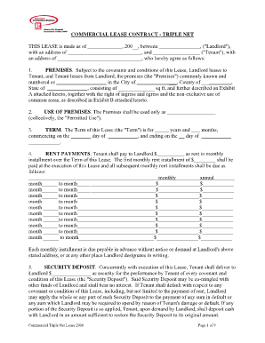 COMMERCIAL LEASE CONTRACT TRIPLE NET THIS LEASE is  Form