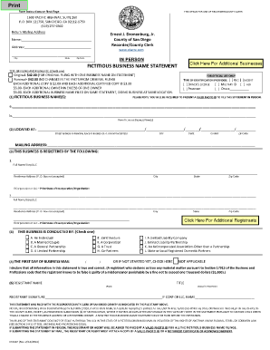Fictitious Business Name Filing in Person, ID Required Only ARCC  Form