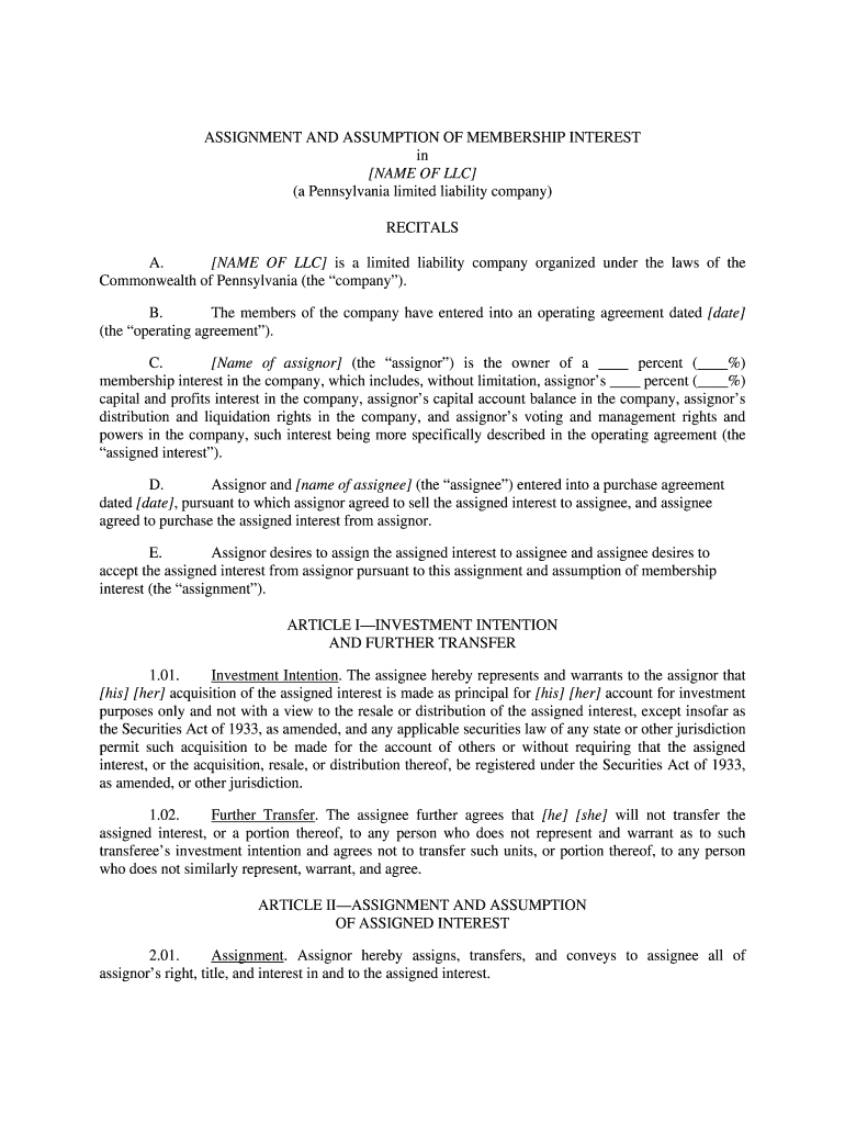 assignment of partnership interest form