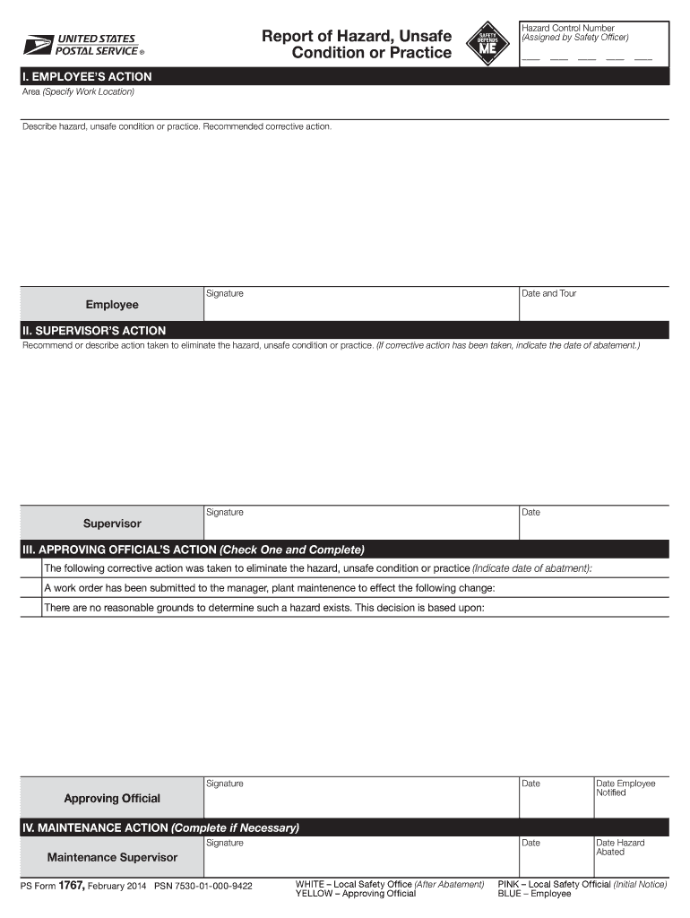  Usps Form 1767 2014