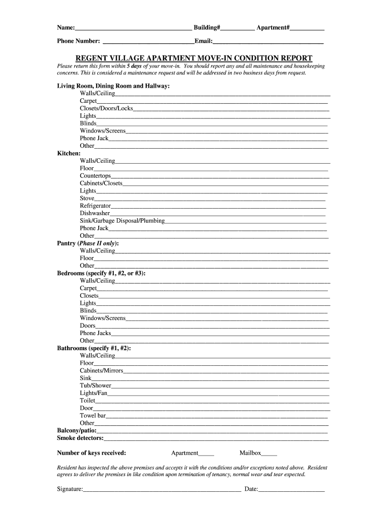 Vocabulary Words to Use on a Apartment Rental Condition Form