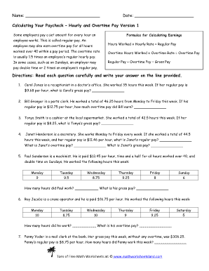 Calculating Your Paycheck Salary Worksheet 1 Answer Key  Form