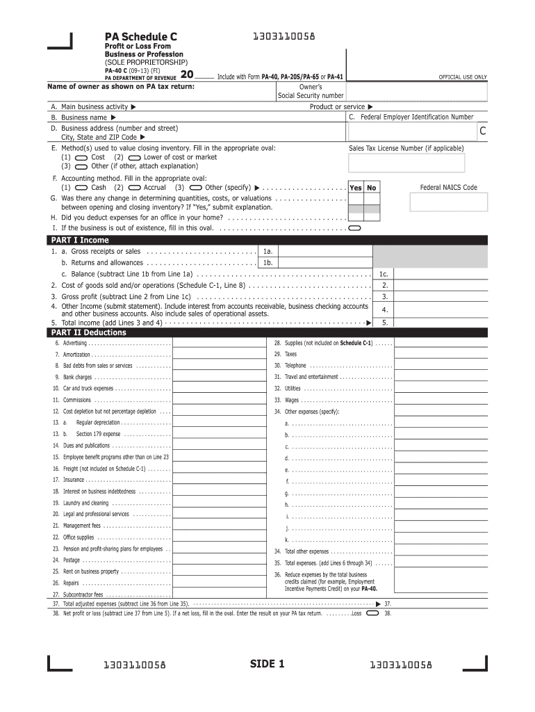  Schedule C Profit and Loss Form 2020