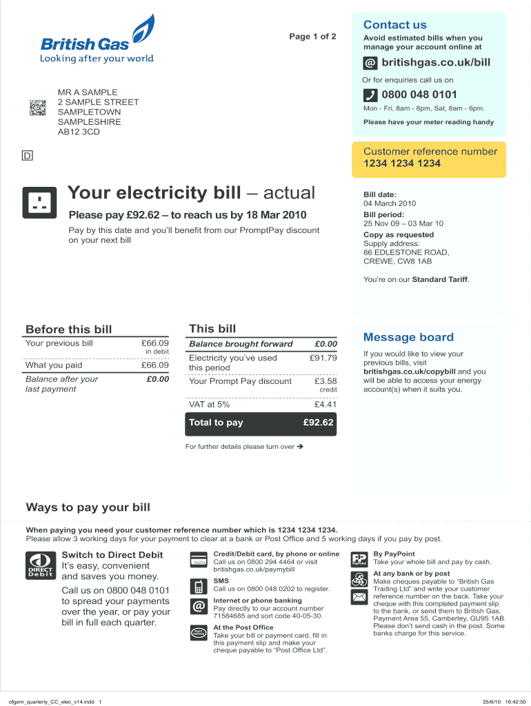 Contact Us Page 1 of 2 Avoid Estimated Bills When  Form