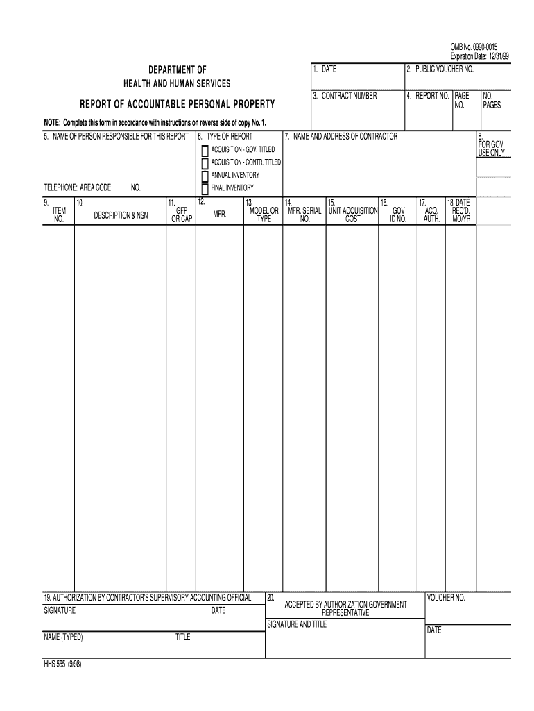 Form 565 Report of Accountable Personal Property