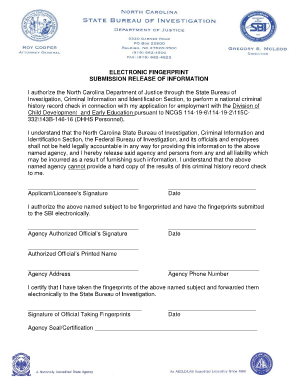 Nc Electronic Fingerprint Information Form