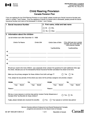 Child Rearing Provision Form