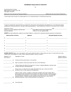 Partnership Resolution  Form