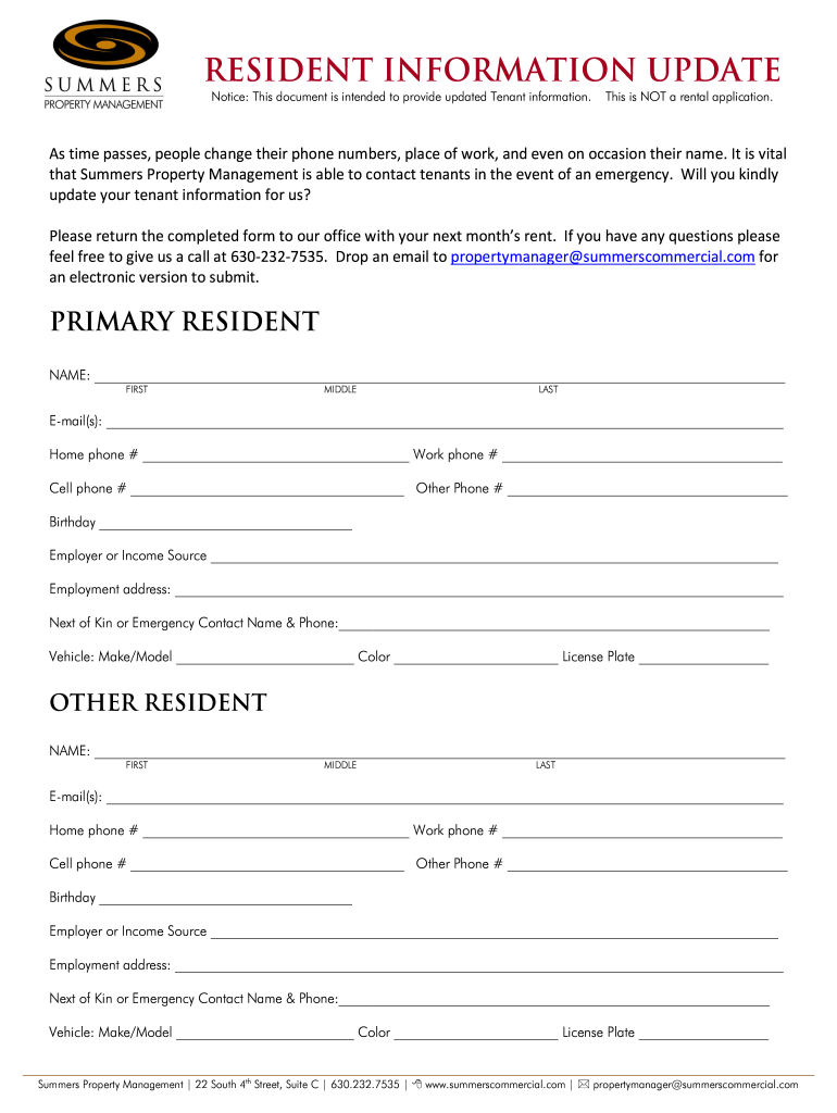 Residents Details Form PDF