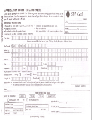 Sbi Atm Card Application Form Online