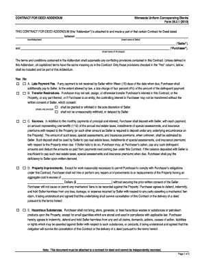 CONTRACT for DEED ADDENDUM  Form