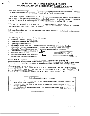 Domestic Relations Initiation Packet Fulton County Superior Court  Form