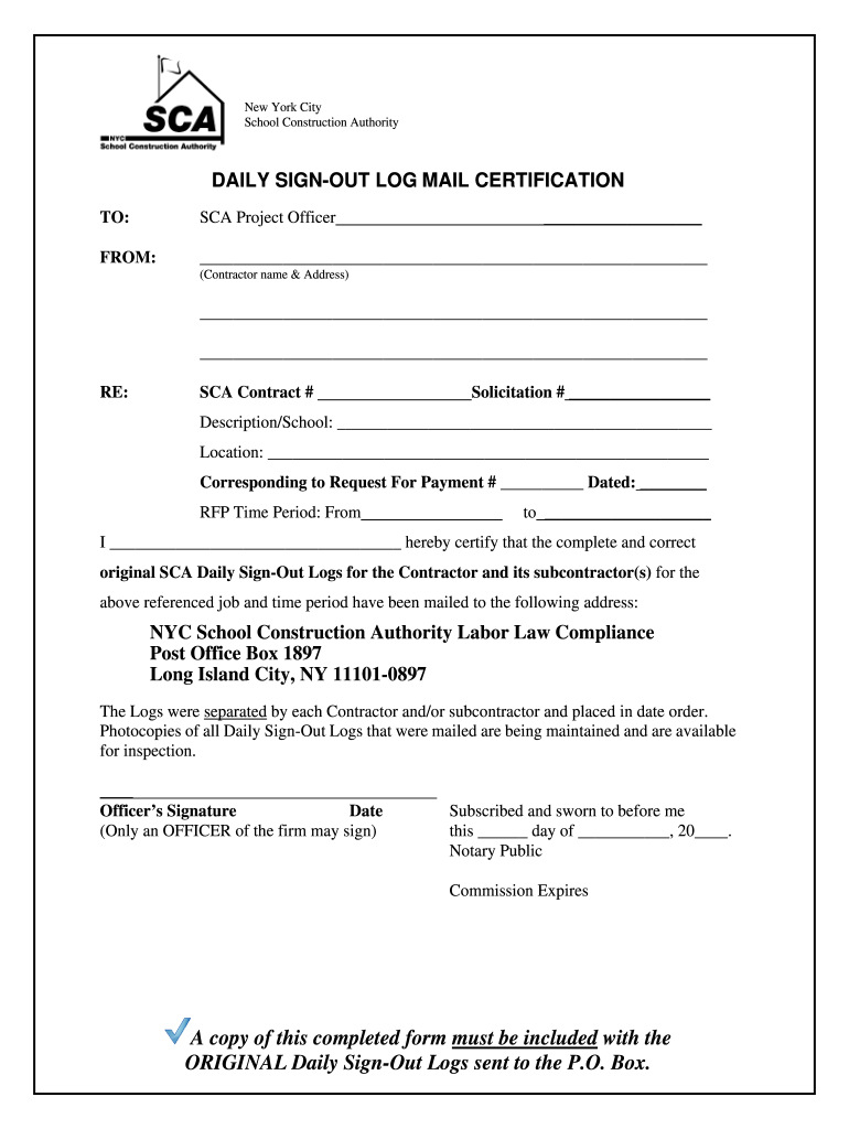 Sca Daily Signature Log  Form