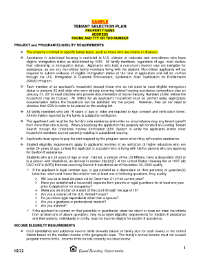 Tenant Selection Plan  Form