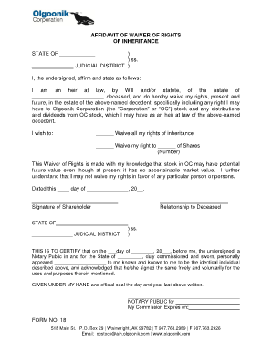 Declaration of Heirship with Waiver of Rights  Form