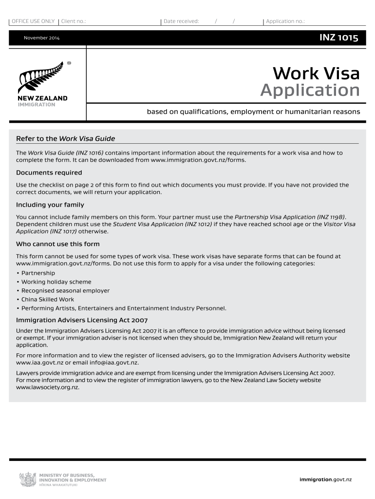  New Zealand Visa Application Form 2014
