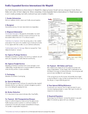 Fedex Expanded Service International Air Waybill Blank Form PDF